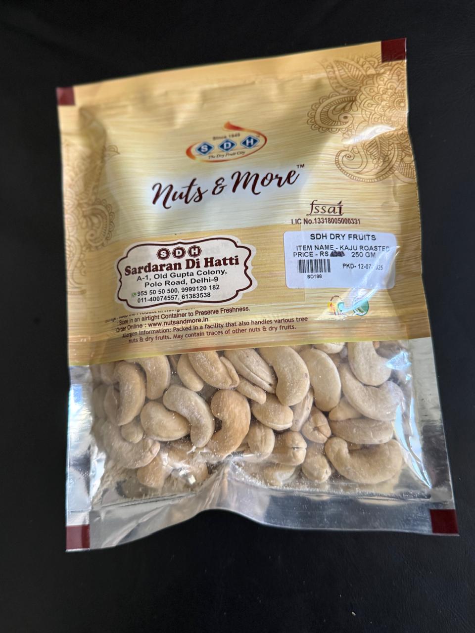PREMIUM CASHEW NUTS/KAJU(ROASTED AND LIGHTLY SALTED) 250g